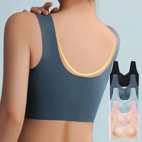Model wearing: Women's seamless push-up wireless bra, showing smooth fit & natural lift.