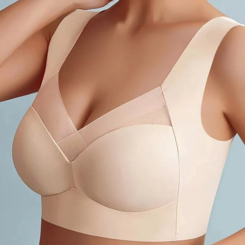 Back view: Women's comfort wireless bra, seamless construction for a smooth look.