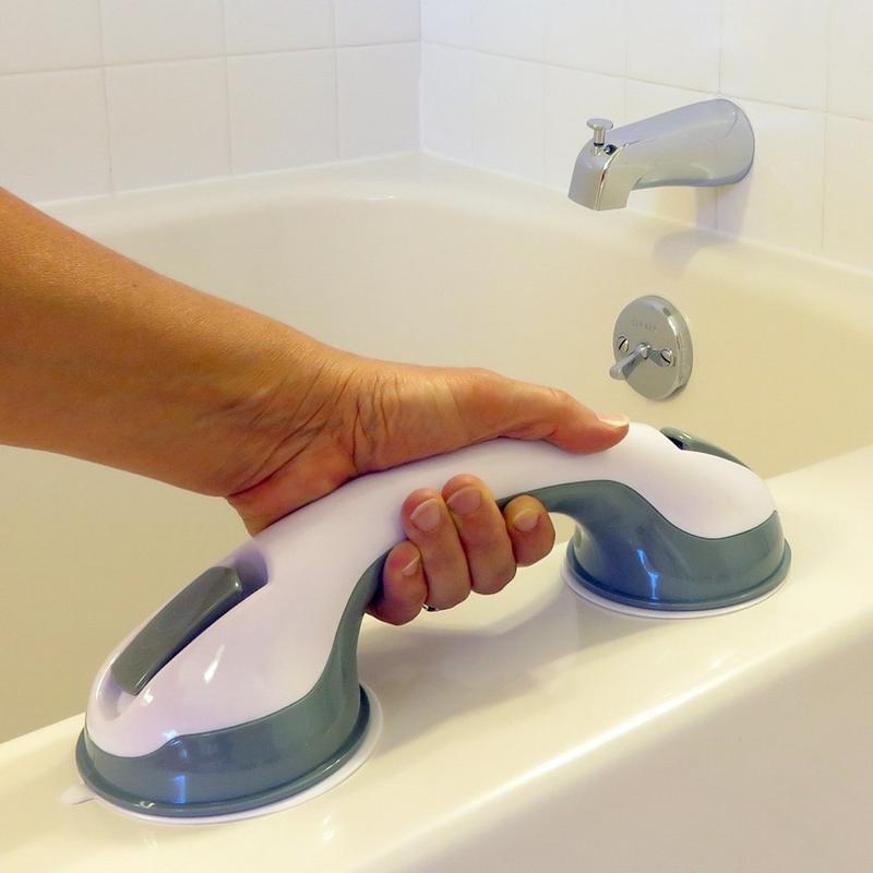 Non-slip SecureGrip safety rail for bathroom, ensuring a firm hold for enhanced shower & bath safety.