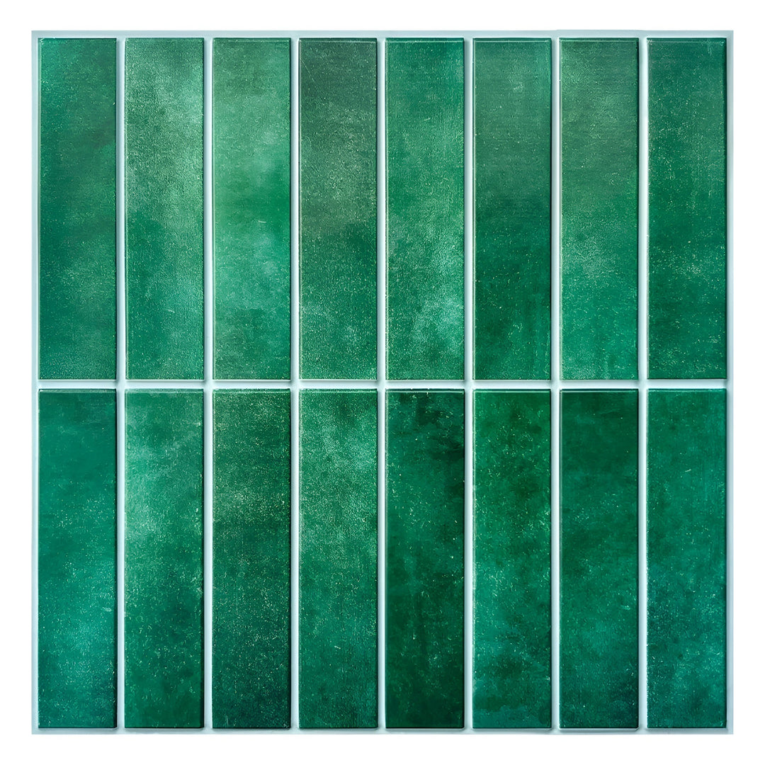 Peel & stick 3D ceramic look wall panels, self-adhesive for quick kitchen or bathroom decor.