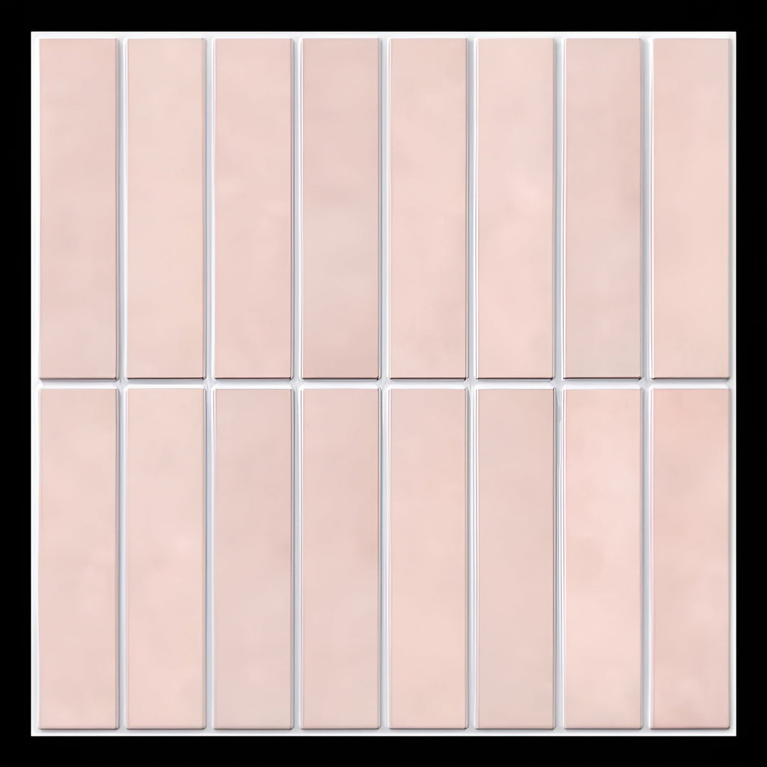 Durable self-adhesive 3D ceramic look wall panels, perfect for kitchen or bathroom decor.