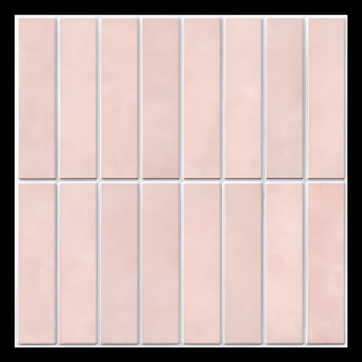 Durable self-adhesive 3D ceramic look wall panels, perfect for kitchen or bathroom decor.