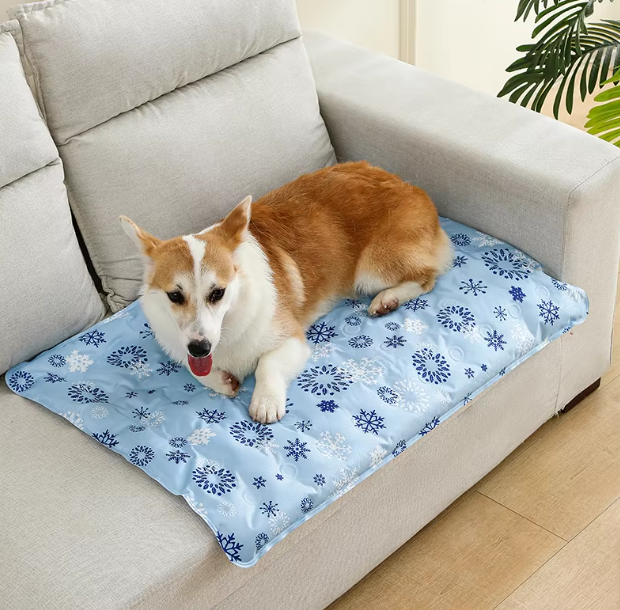 Close-up of a self-cooling gel mat texture, providing refreshing comfort for pets