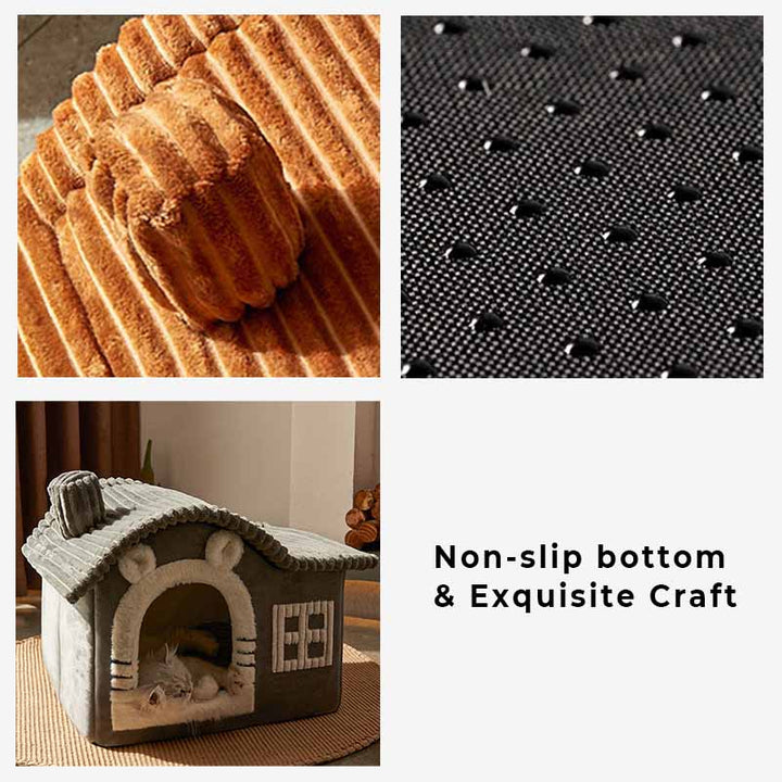 Soft, washable cat house pet cave bed, providing a cozy and secure resting spot for any cat.