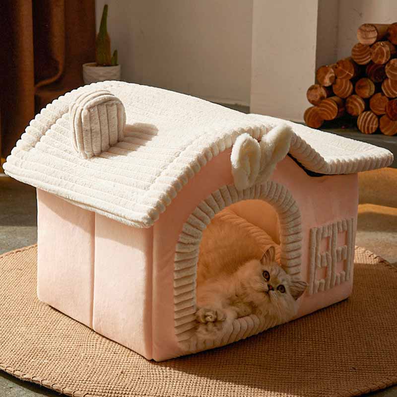 Feline accessories: a cozy, semi-enclosed cat cave bed for ultimate pet comfort and relaxation.