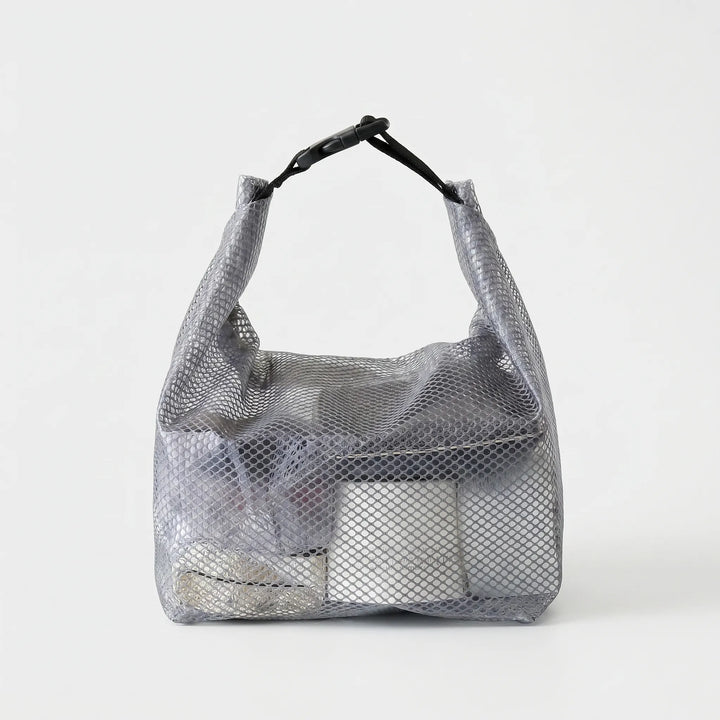 Clear, water-resistant travel toiletry bag, ideal for airport security & visible organization of essentials.