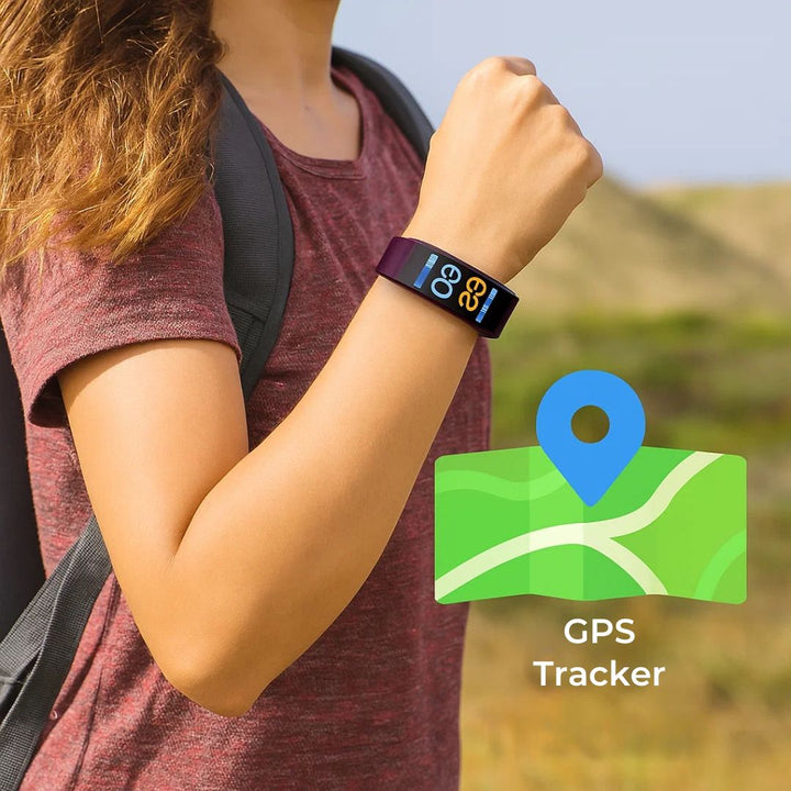 Close-up of an elderly safety smartwatch on a wrist, showing a clear display and comfortable band.