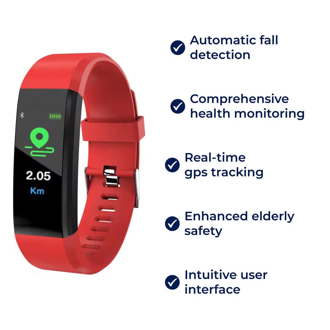 Smartwatch designed for seniors, featuring automatic fall detection and two-way communication.