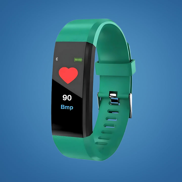 Health monitor smartwatch for seniors, tracking vital signs and providing emergency SOS alerts.