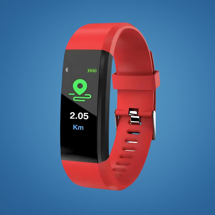 Modern senior safety smartwatch displaying time, date, and heart rate, with a focus on ease of use.