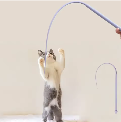 Set of 2 colorful flexible cat play wand toys for interactive feline fun