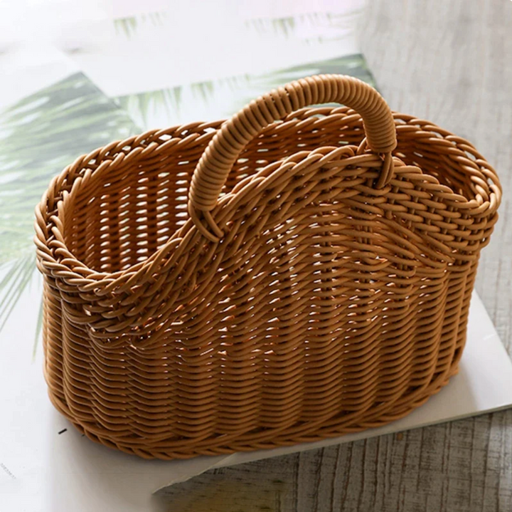 Set of 2 handwoven wall storage baskets for home organization, natural decor, rustic charm.