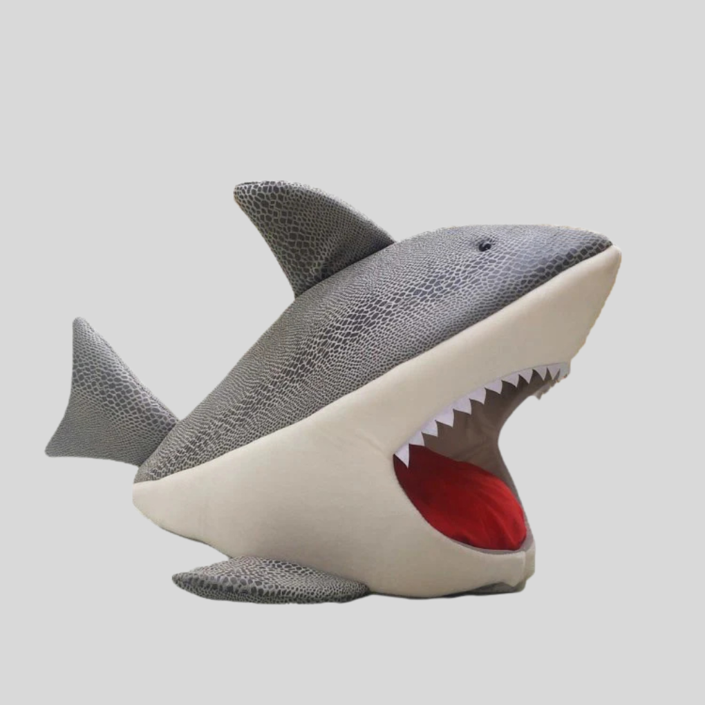 Soft cat bed in unique shark design, perfect for small pets