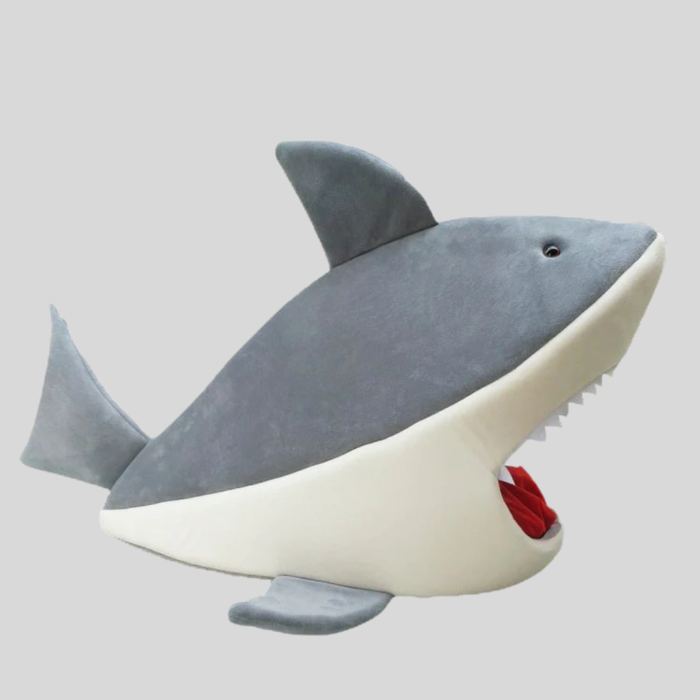 Warm shark pet bed, an enclosed hideaway for ultimate pet comfort