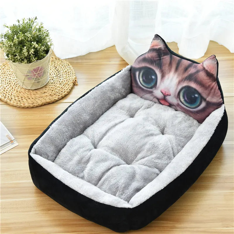 Pet bed shaped like Shiba Inu head for small dogs & cats, plush, soft, cozy pet accessory