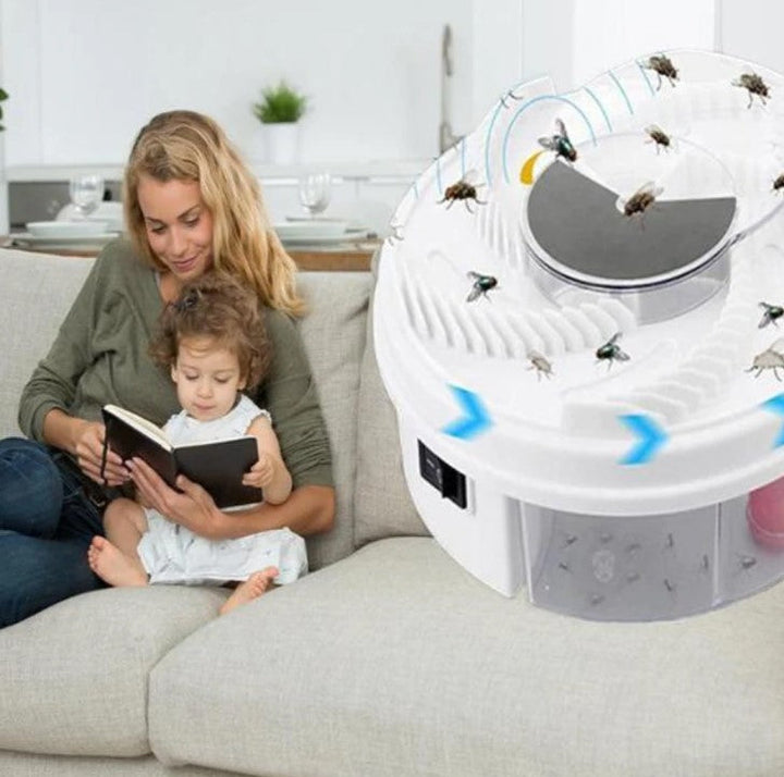 Non-toxic USB fly trap for home & patio. Silent indoor/outdoor pest control, reusable electronic bug killer.