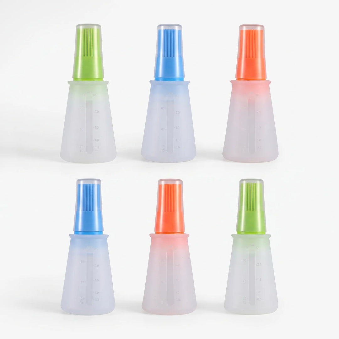 Efficient silicone dispensing marinade brush, perfect for BBQ grilling and baking pastries with even coverage.