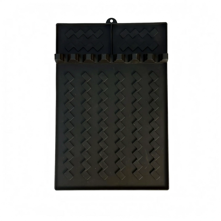 Essential silicone utensil rest mat for any outdoor kitchen. Keep BBQ tools organized & surfaces clean.