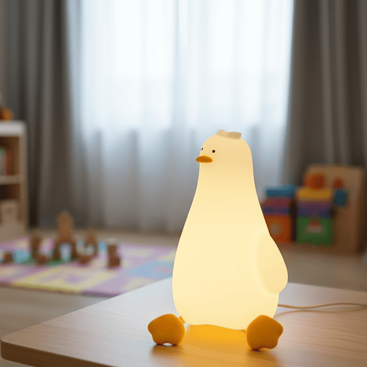 Silicone night light for kids, gentle glow, cute animal shape, child safe for nursery decor.