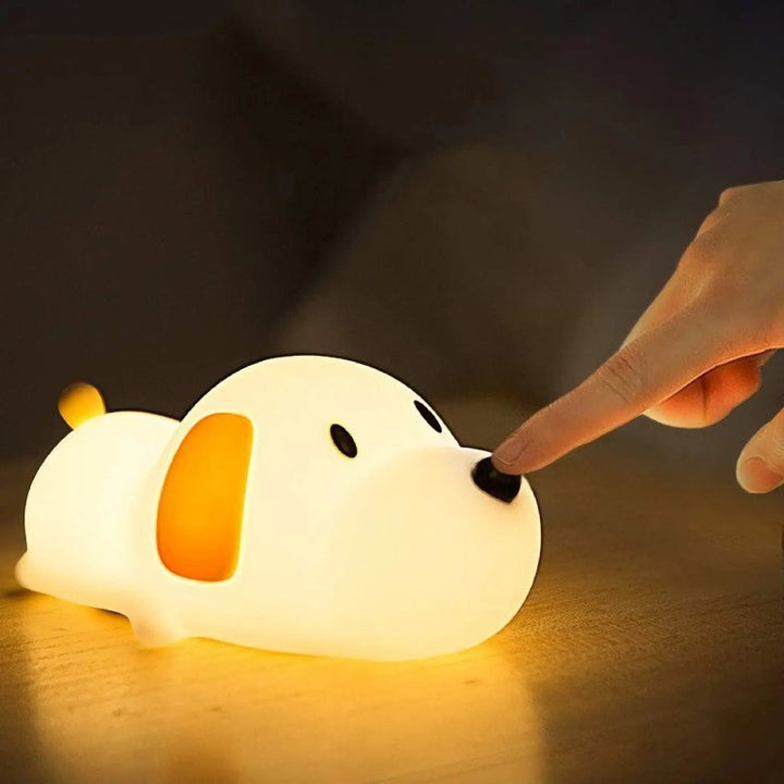 Nursery decor: child safe silicone animal night light, dimmable, gentle glow for kids' room.