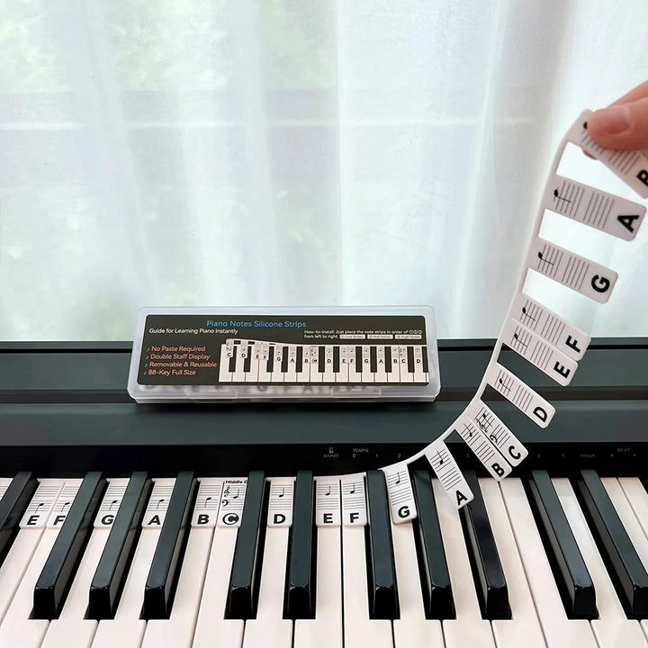 Silicone Universal Piano Note Guide for beginners. Easy piano learning tool, clearly showing notes & basic music theory.
