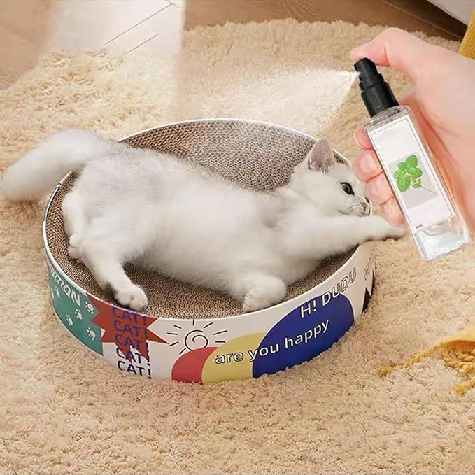 Silvervine Calming Play Spray next to cat toys, enhancing pet enrichment experience