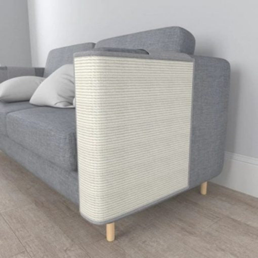 Sisal cat scratch sofa armrest protector shield in natural, durable eco-friendly pet furniture guard
