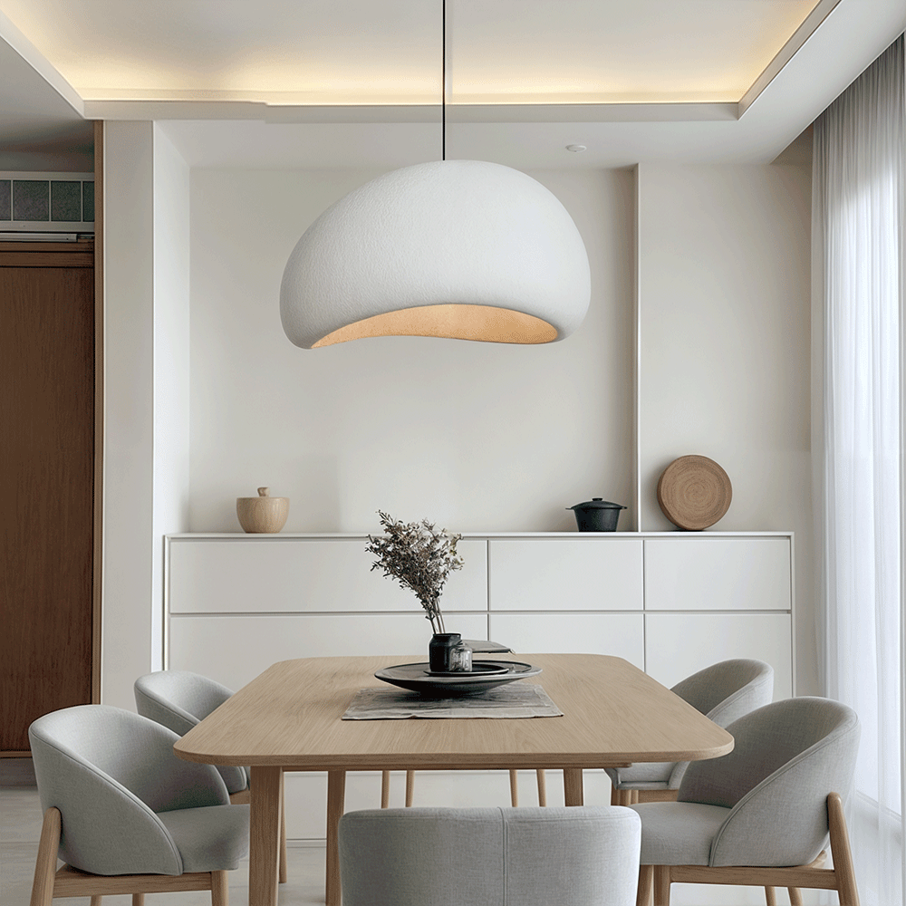 Stylish adjustable LED pendant light, dimmable for customizable ambiance in modern living spaces.