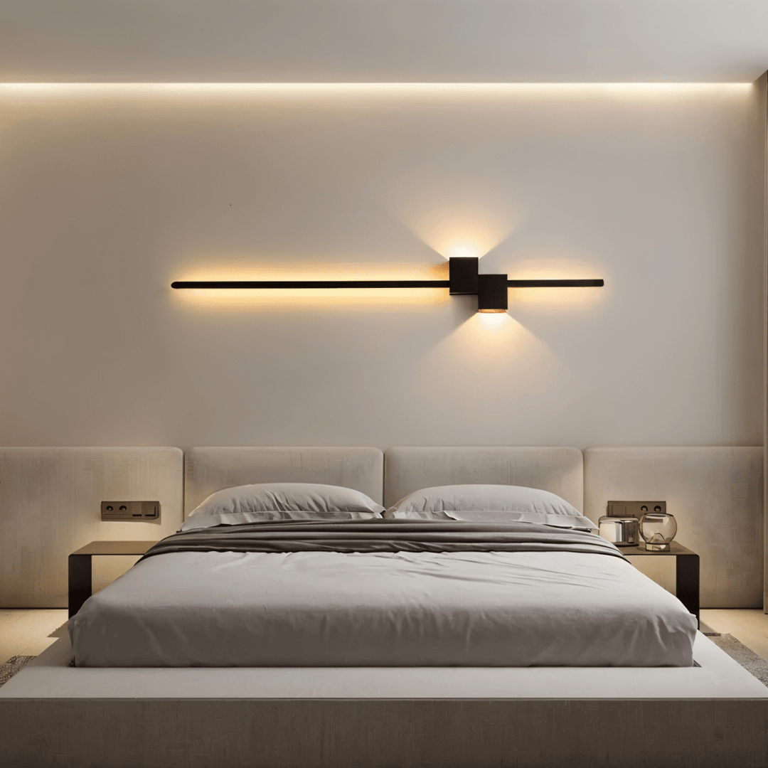 Sleek modern LED wall light for ambient accent lighting, perfect for contemporary interior design.