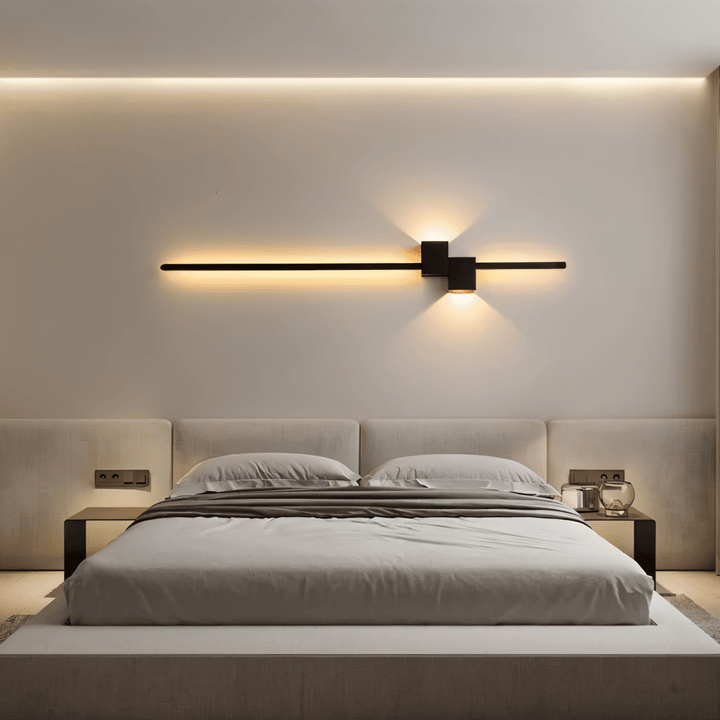 Sleek modern LED wall light for ambient accent lighting, perfect for contemporary interior design.