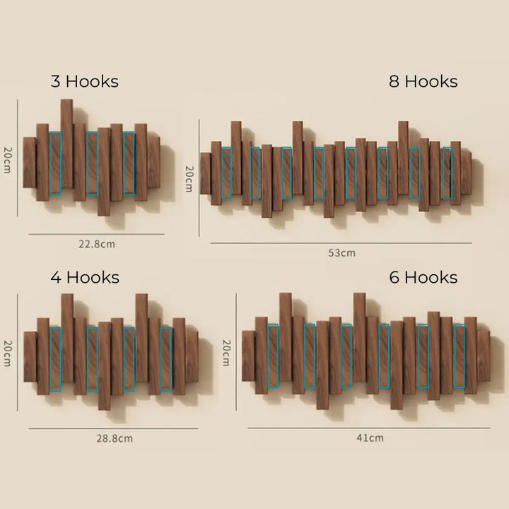 Sleek folding wood wall hanger with multiple hooks. Perfect for entryway coats, bags & accessories.