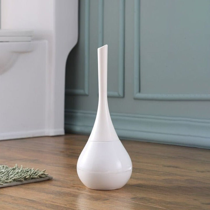 Ergonomic toilet brush with a flexible silicon head, designed for efficient and hygienic bathroom cleaning.