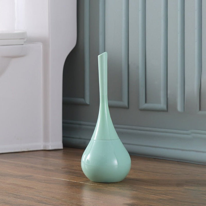 Compact toilet brush set with a sleek design and advanced silicon bristles for superior bathroom cleanliness.