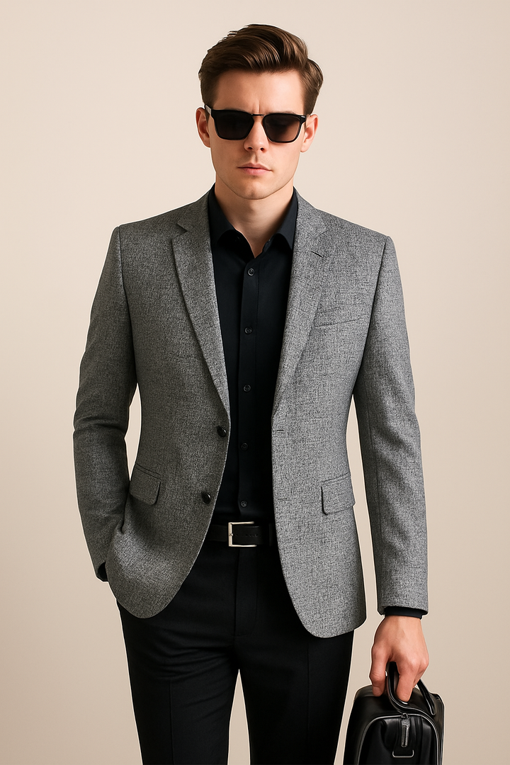 Slim fit men's blazer in a light spring fabric, perfect for a modern, smart casual look. Effortless style.