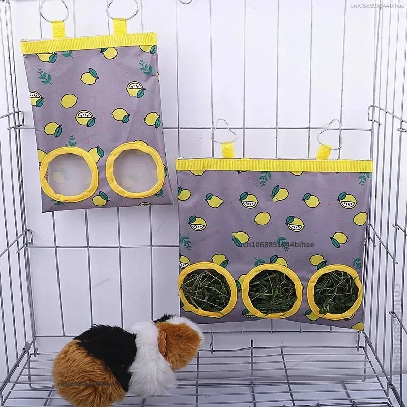 Pet supplies: convenient hay feeder bag for small animals, hooks securely to cage