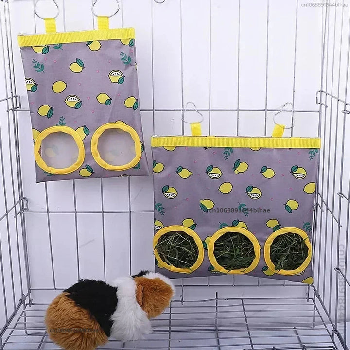 Pet supplies: convenient hay feeder bag for small animals, hooks securely to cage