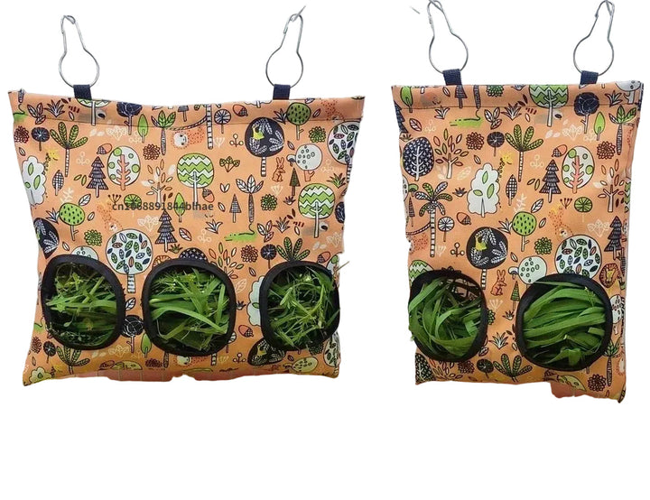 Guinea pig cage accessory: practical hay feeder bag, minimizes mess, easy refill