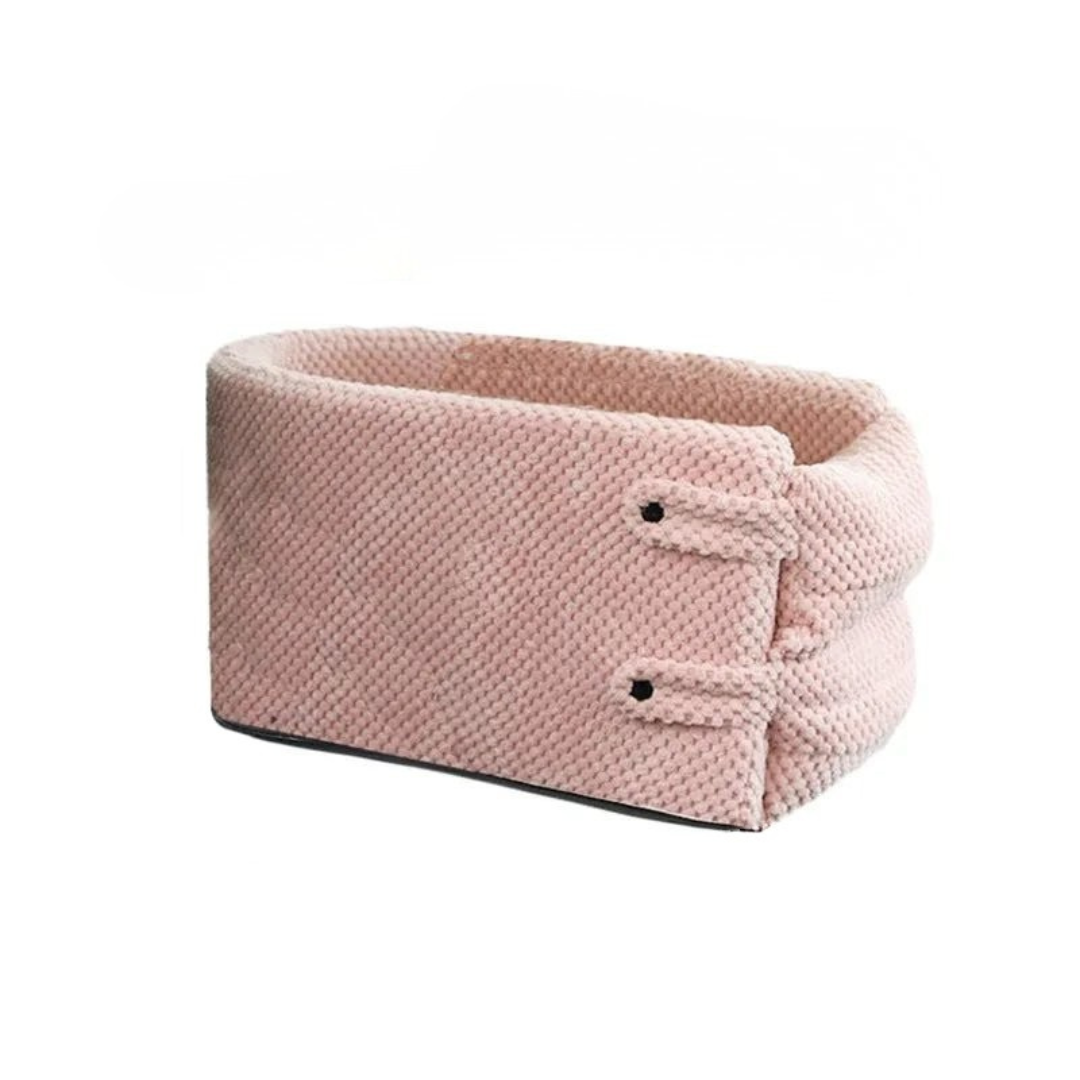 Eco-friendly dog car seat for console use, providing a safe and comfortable journey for small pets.