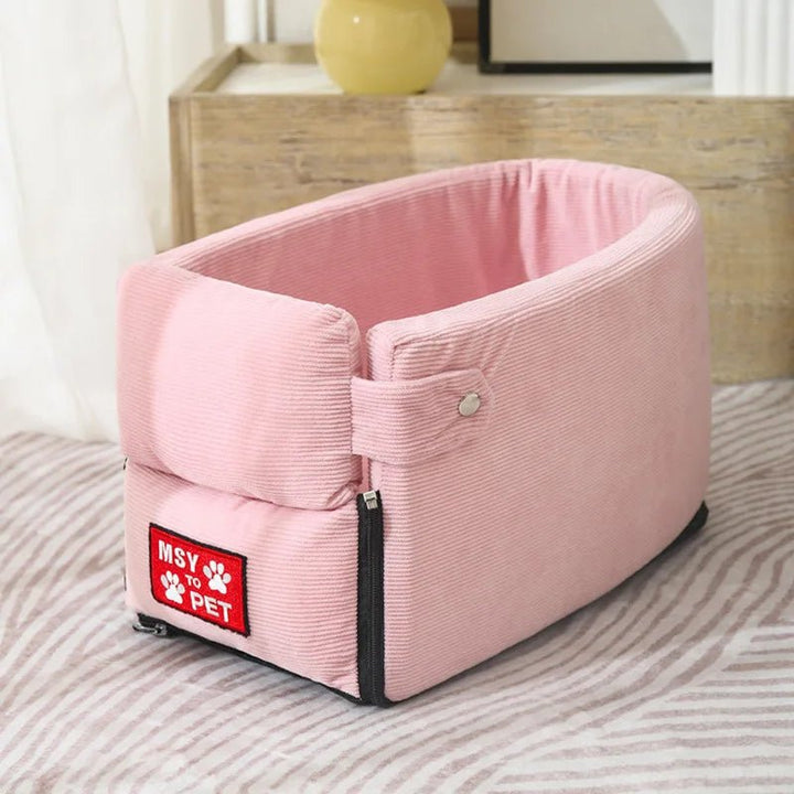 Compact car console pet seat, a practical pet travel accessory for small dog owners.