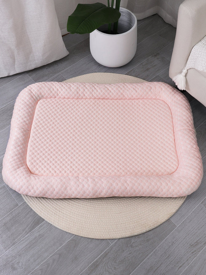 Top view of a rectangular cooling dog bed with memory foam, ideal for pet relaxation