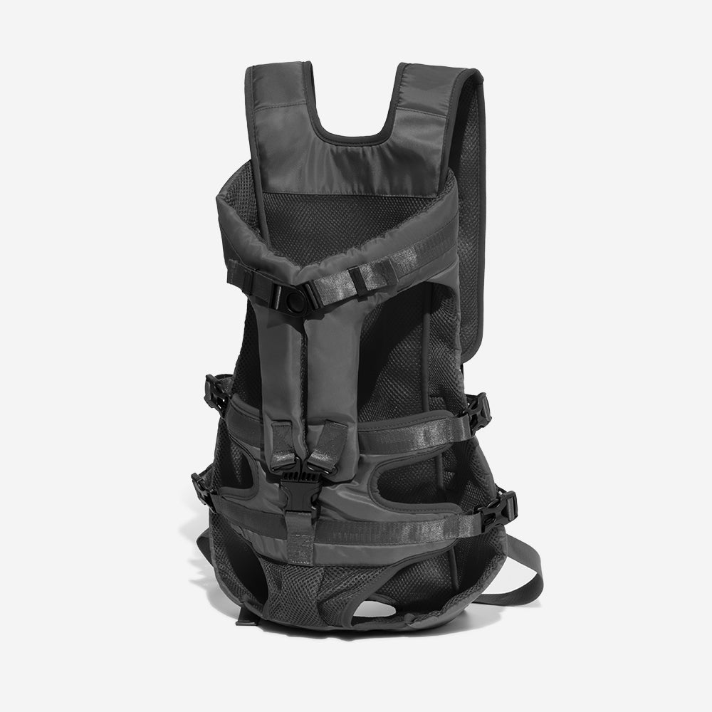 Adjustable pet backpack for small dogs, showcasing ample space and secure zippers for travel