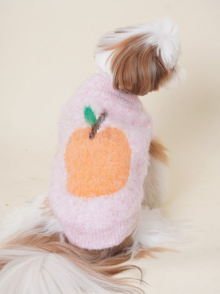 Stacked pile of colorful high-neck knitted dog sweaters, variety of warm pet apparel options