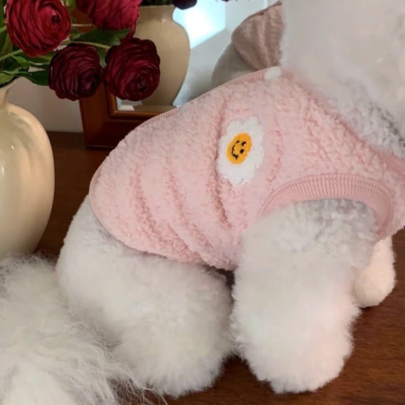 Pet vest for small dog: macaron & sunflower design, warm cozy pet sweater