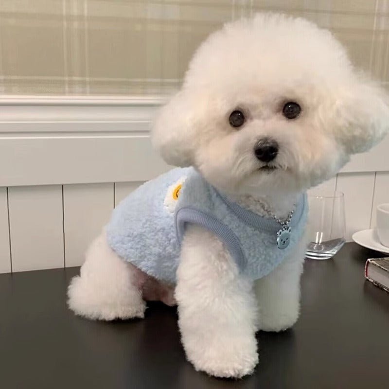 Dog apparel: macaron sunflower vest, cozy & warm for small to medium pets