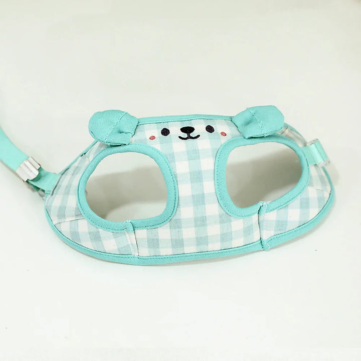 Close-up of adjustable strap on a dog tank top harness, showcasing quality for small to medium breeds.