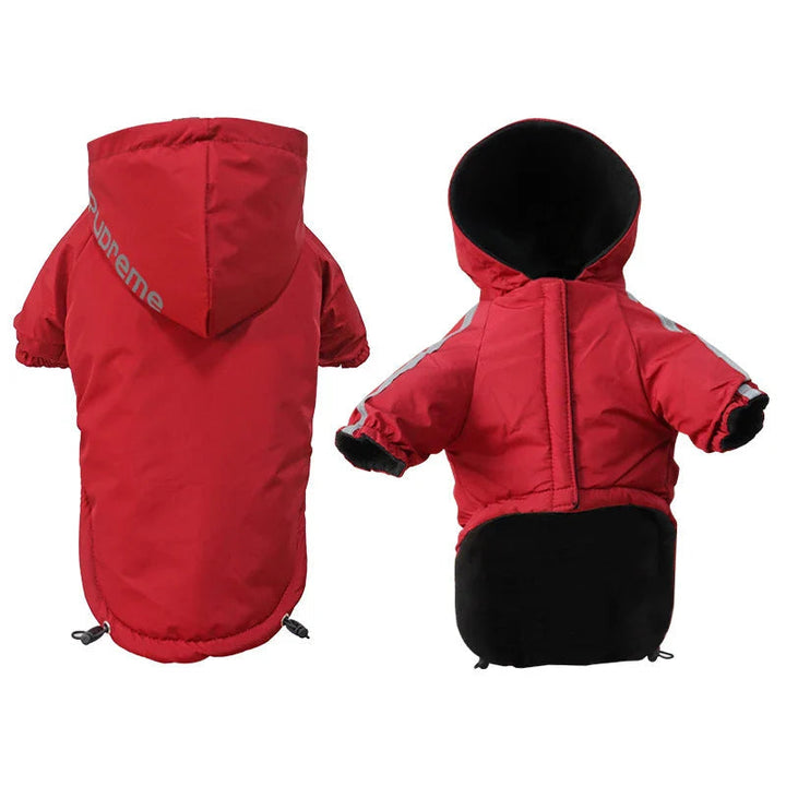 Small dog winter waterproof coat, reflective hooded pet jacket for cold weather
