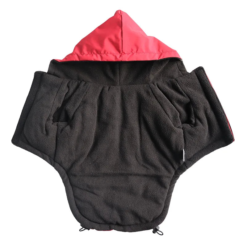Blue reflective hooded dog coat, waterproof winter apparel for small dogs