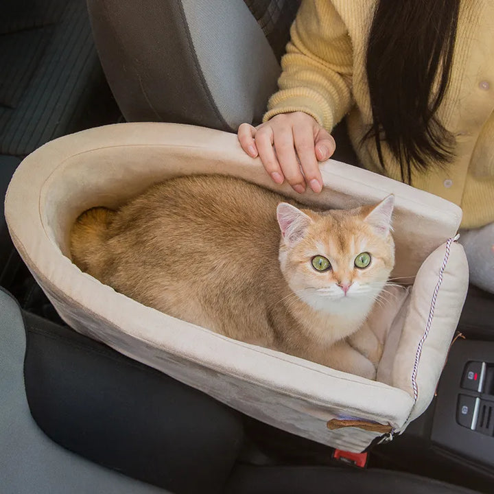Adjustable small pet car carrier for secure and comfortable travel for dogs and cats