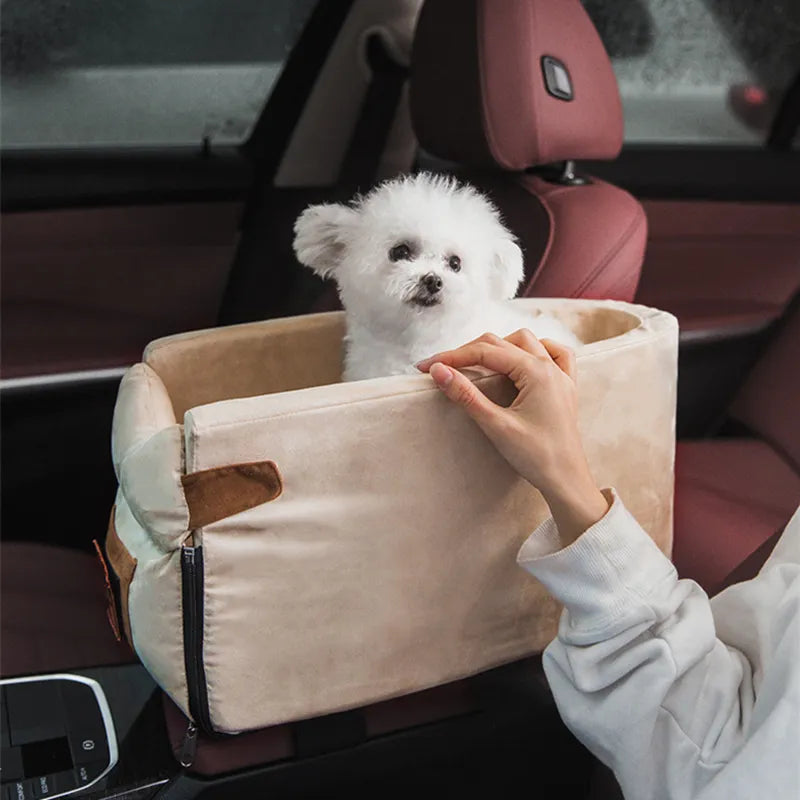 Comfortable small pet car seat bag for cats and dogs, ensuring secure car travel