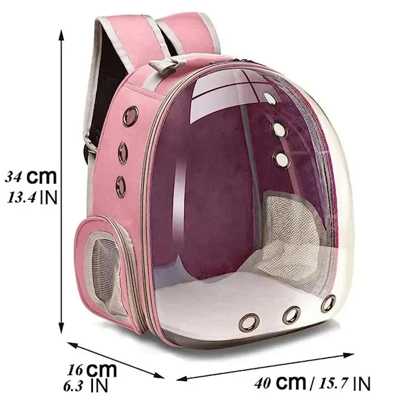 Ventilated pet carrier for small animals, a comfortable and secure backpack for car travel.